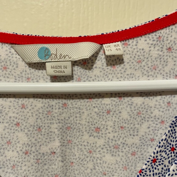 Boden Jersey Dress Size 4 Short Sleeve Ivory Floral Spray EUC Summer Style - Picture 4 of 6